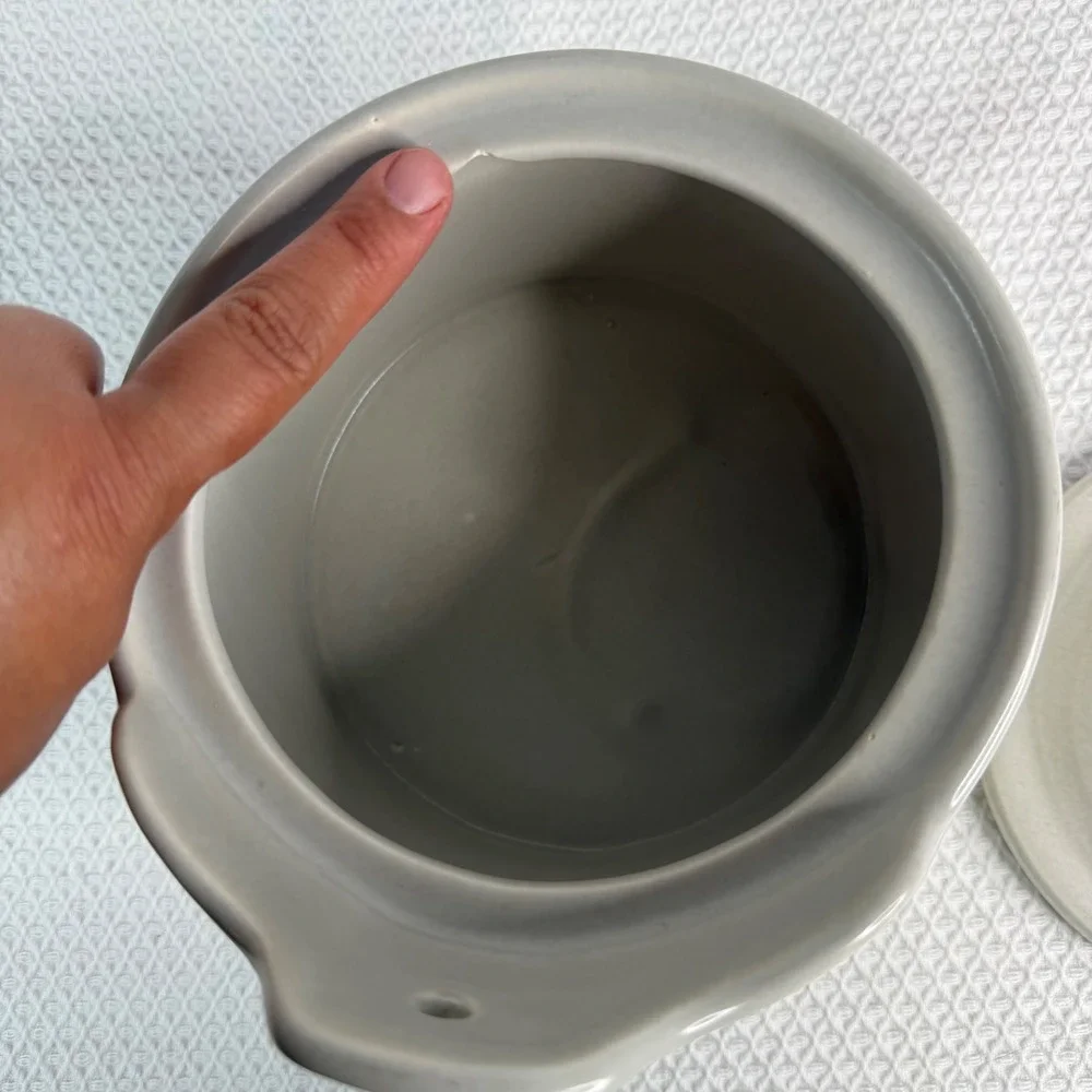 Vintage Pfaltzgraff Yorktowne Salt Cellar Box Crock with Lid Gray Blue Stoneware